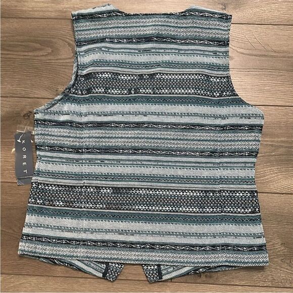Vintage Koret Blue Striped Button Front‎ Vest Size Medium - Picture 4 of 9
